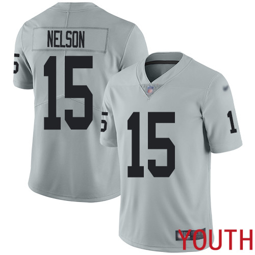 Oakland Raiders Limited Silver Youth J J Nelson Jersey NFL Football 15 Inverted Legend Jersey